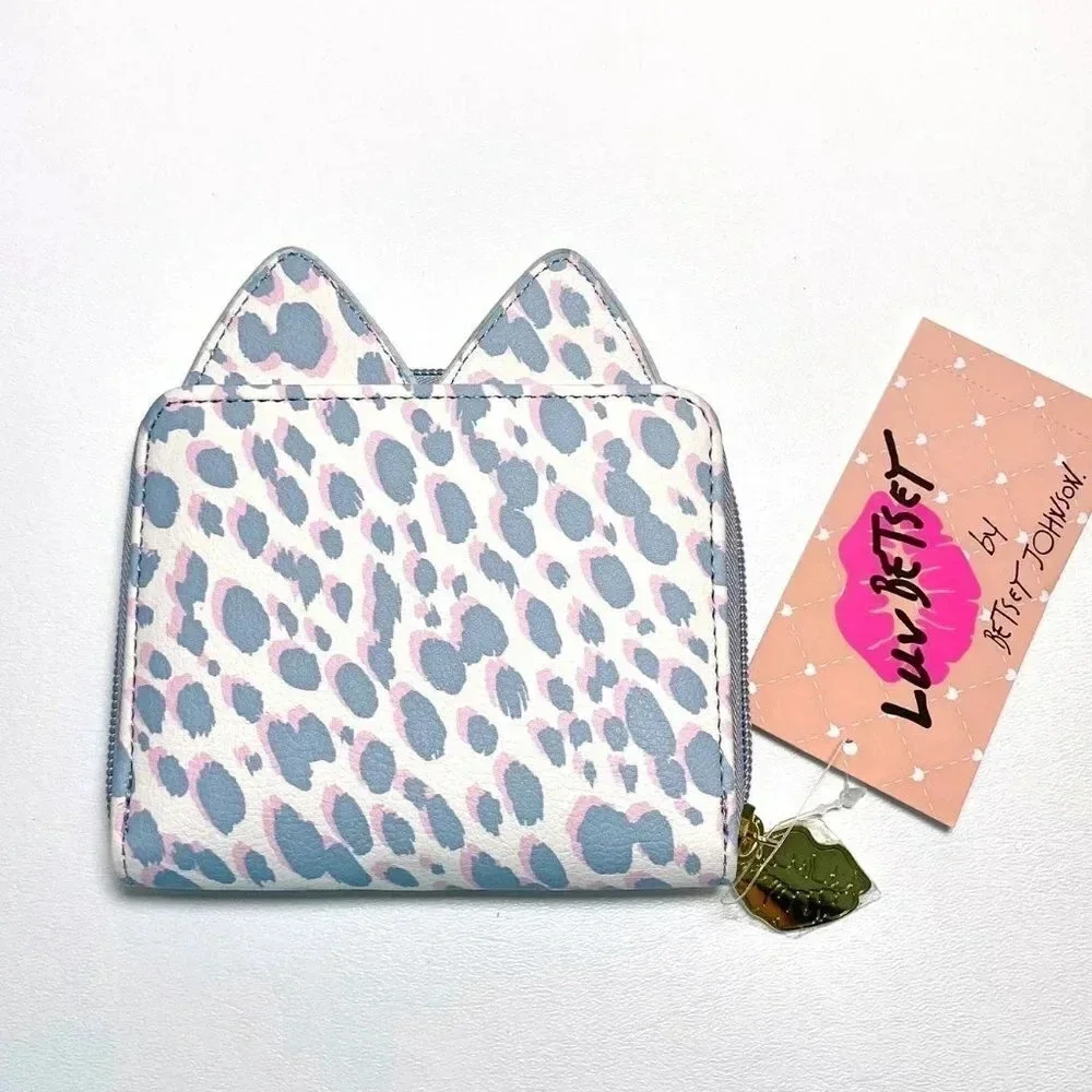Betsey Johnson Leopard Print Kitty Cat Bag Wallet NWT